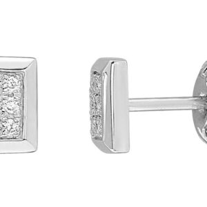 Boucles d'oreilles Clous Or Blanc 18k Diamant 0.08ct GH P1