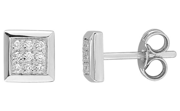 Boucles d'oreilles Clous Or Blanc 18k Diamant 0.08ct GH P1