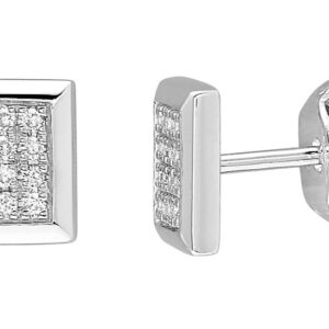 Boucles d'oreilles Clous Or Blanc 18k Diamant 0.12ct GH P1