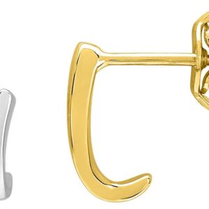 Boucles d'oreilles Clous Or Jaune et Blanc 18k Diamant 0.06ct GH P1