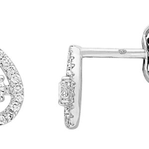 Boucles d'oreilles Clous Or Blanc 18k Diamant 0.16ct GH P1P2 Goutte