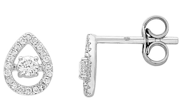 Boucles d'oreilles Clous Or Blanc 18k Diamant 0.16ct GH P1P2 Goutte