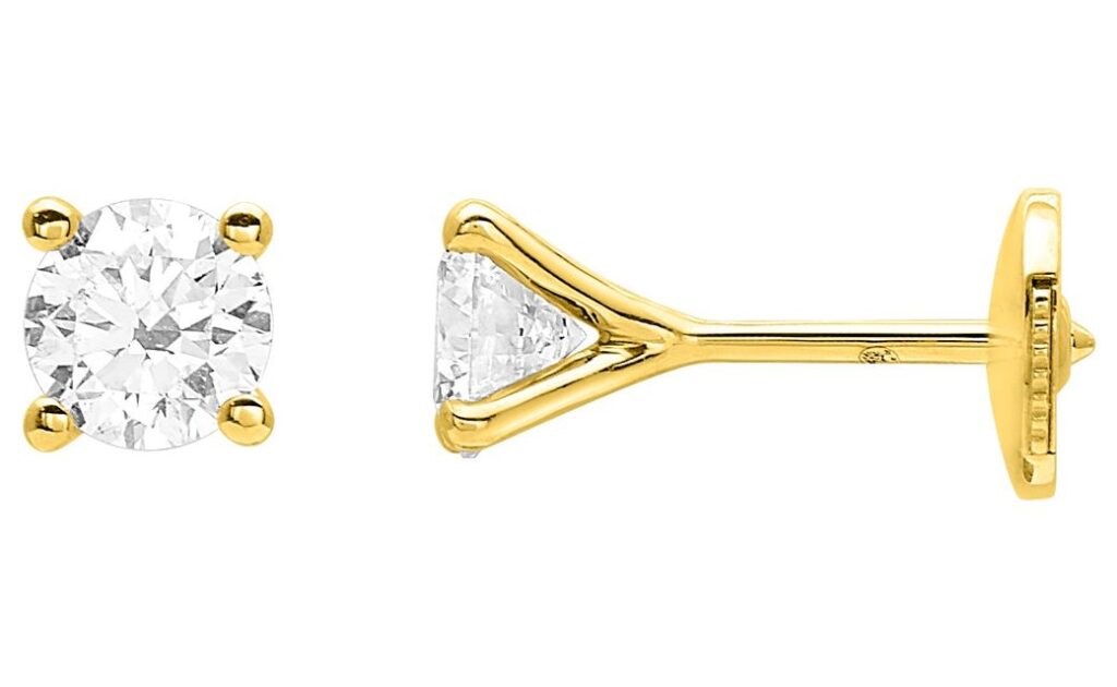 Boucles d'oreilles Clous Or 18k Diamant 0.8ct GH SI