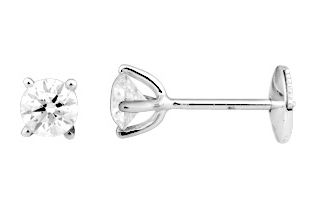 Boucles d'oreilles Clous Or Blanc 18k Diamant 0.8ct GH SI