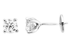 Boucles d'oreilles Clous Or Blanc 18k Diamant 0.9ct GH SI