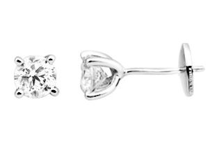 Boucles d'oreilles Clous Or Blanc 18k Diamant 0.9ct GH SI