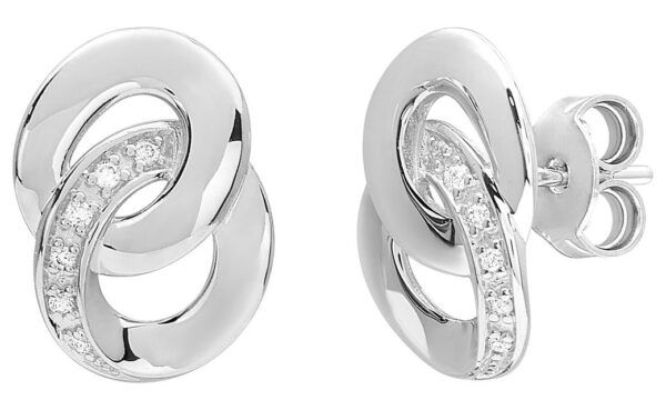 Boucles d'oreilles Clous Or Blanc 18k Diamant 0.05ct GH P1