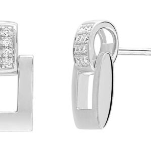 Boucles d'oreilles Clous Or Blanc 18k Diamant 0.07ct GH P1