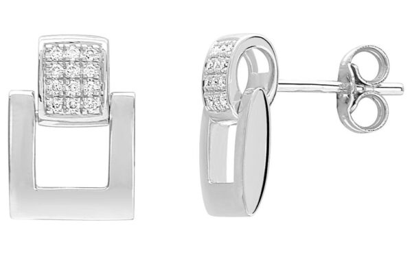 Boucles d'oreilles Clous Or Blanc 18k Diamant 0.07ct GH P1