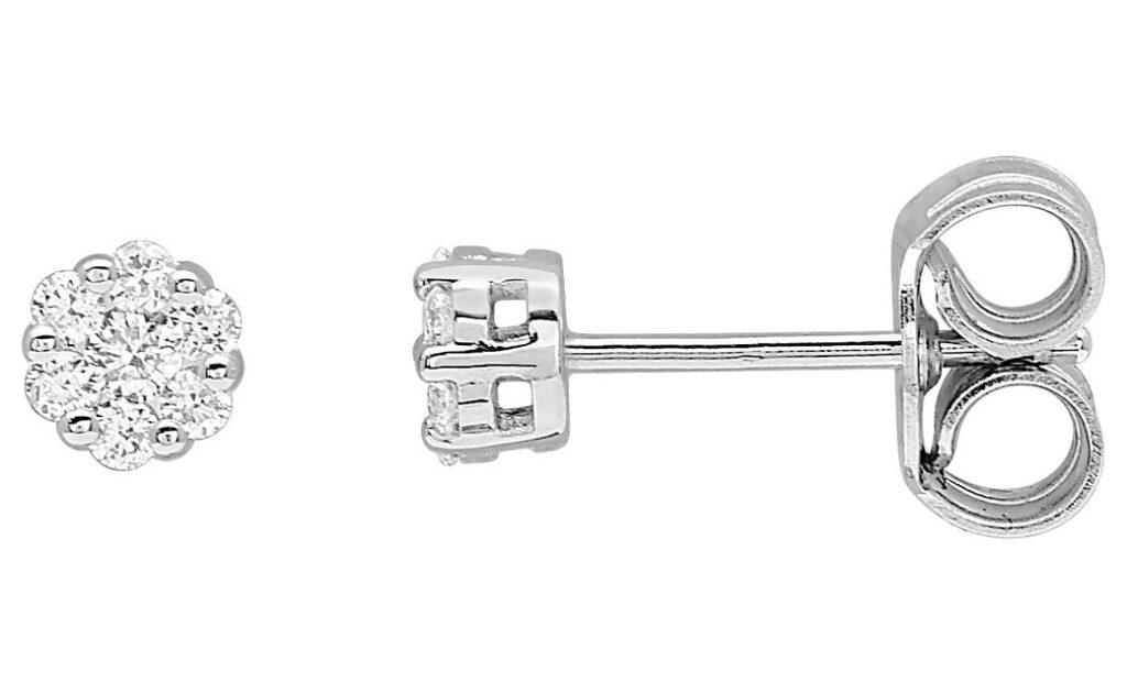 Boucles d'oreilles Clous Or Blanc 18k Diamant 0.15ct GH SI