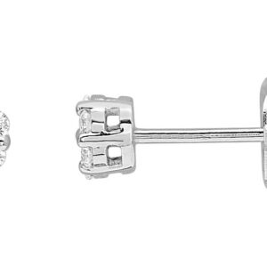 Boucles d'oreilles Clous Or Blanc 18k Diamant 0.15ct GH SI