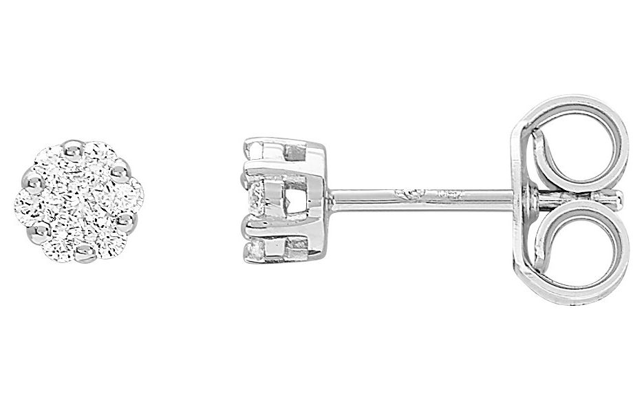 Boucles d'oreilles Clous Or Blanc 18k Diamant 0.15ct GH P1