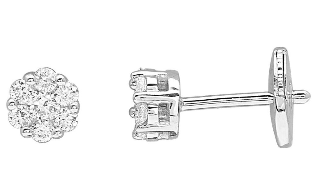 Boucles d'oreilles Clous Or Blanc 18k Diamant 0.2ct GH SI