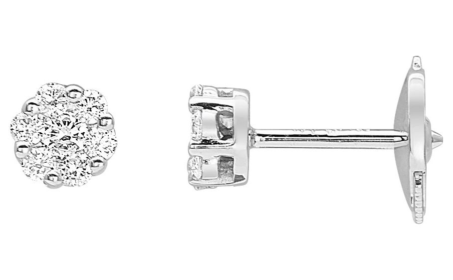 Boucles d'oreilles Clous Or Blanc 18k Diamant 0.2ct GH P1