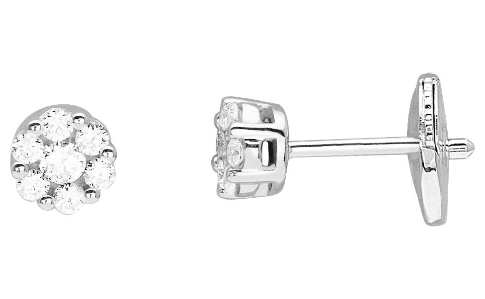 Boucles d'oreilles Clous Or Blanc 18k Diamant 0.25ct GH SI