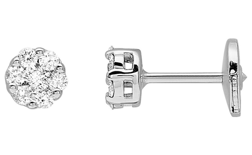 Boucles d'oreilles Clous Or Blanc 18k Diamant 0.25ct GH P1