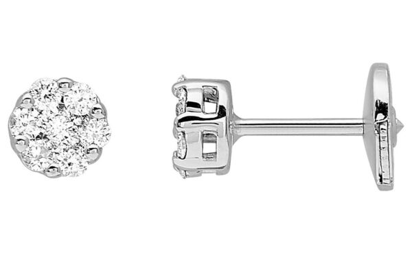 Boucles d'oreilles Clous Or Blanc 18k Diamant 0.25ct GH P1