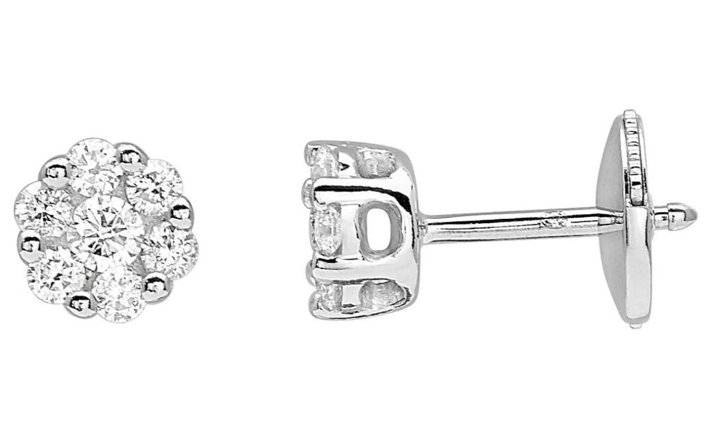 Boucles d'oreilles Clous Or Blanc 18k Diamant 0.3ct GH P1