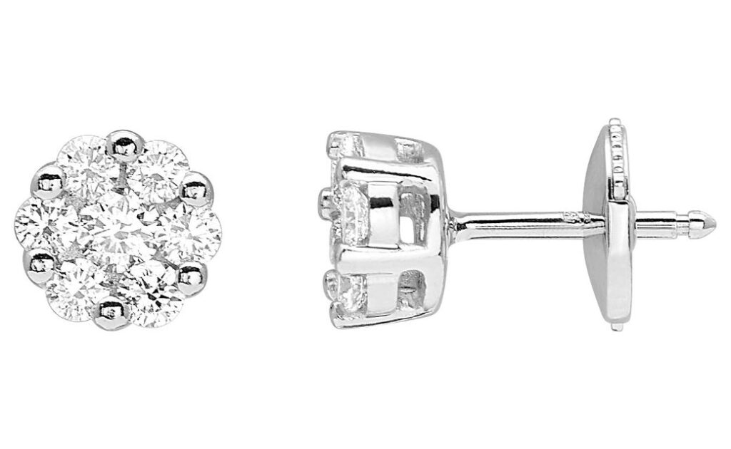 Boucles d'oreilles Clous Or Blanc 18k Diamant 0.5ct GH P1