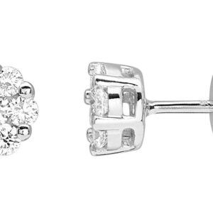 Boucles d'oreilles Clous Or Blanc 18k Diamant 0.5ct GH P1