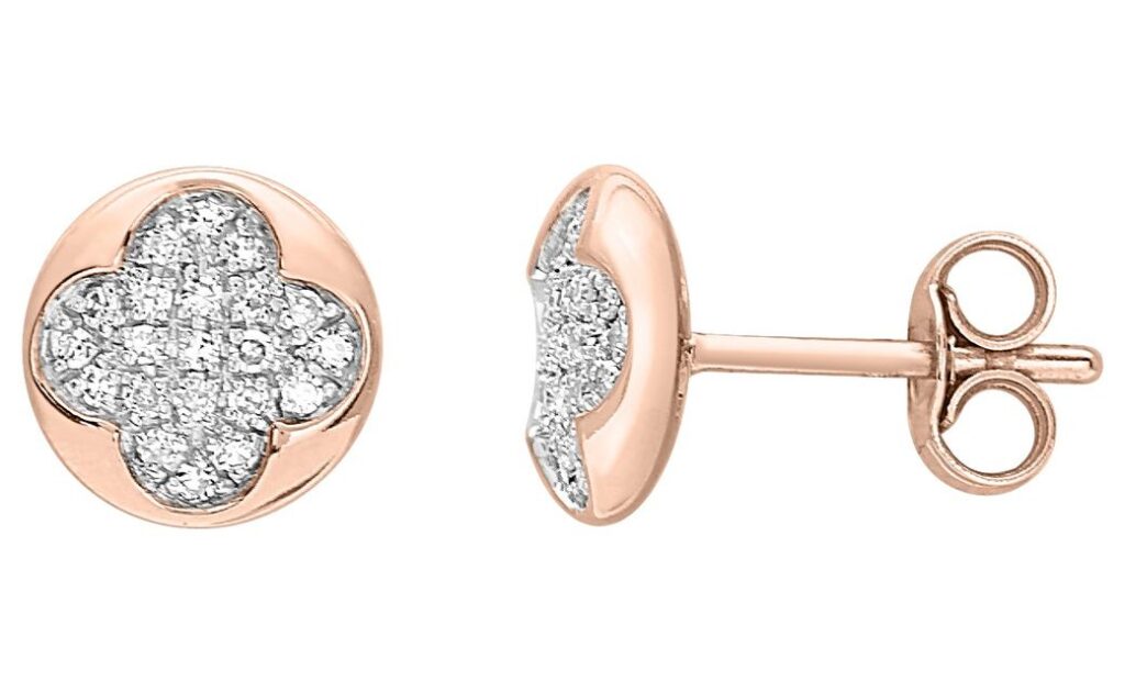 Boucles d'oreilles Clous Or Rose 18k Diamant 0.13ct GH P1P2