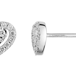 Boucles d'oreilles Clous Or Blanc 18k Diamant 0.25ct GH P1P2 Coeur