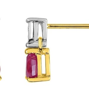 Boucles d'oreilles Clous Or Jaune et Blanc 18k Diamant GH P1 Rubis