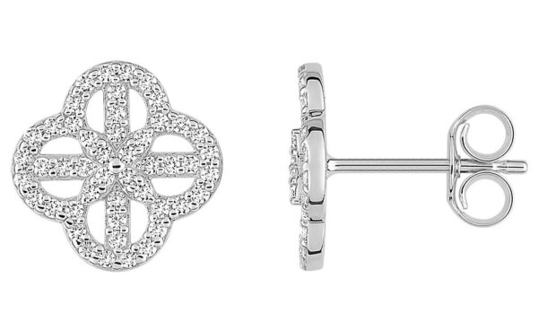 Boucles d'oreilles Clous Or Blanc 18k Diamant 0.29ct GH P1