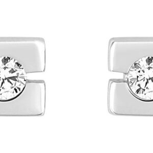 Boucles d'oreilles Clous Or Blanc 18k Diamant 0.08ct GH P1P2