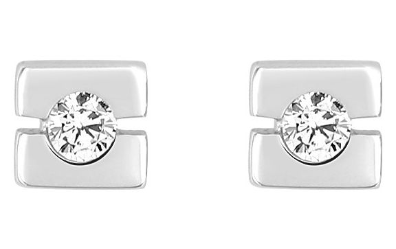 Boucles d'oreilles Clous Or Blanc 18k Diamant 0.08ct GH P1P2