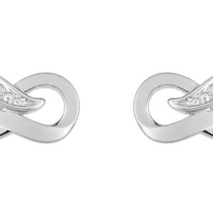 Boucles d'oreilles Clous Or Blanc 18k Diamant 0.01ct GH P1 Infini