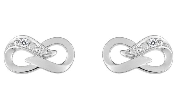 Boucles d'oreilles Clous Or Blanc 18k Diamant 0.01ct GH P1 Infini