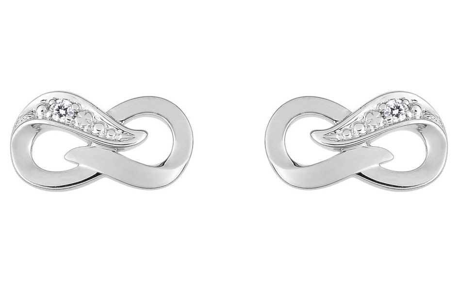 Boucles d'oreilles Clous Or Blanc 18k Diamant 0.01ct GH P1 Infini