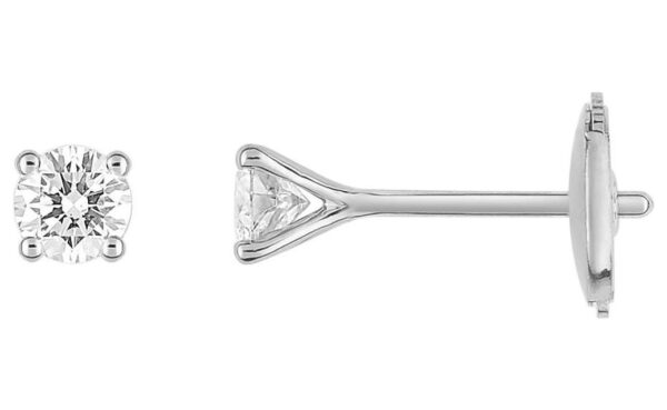 Boucles d'oreilles Clous Or Blanc 18k Diamant 0.3ct H SI