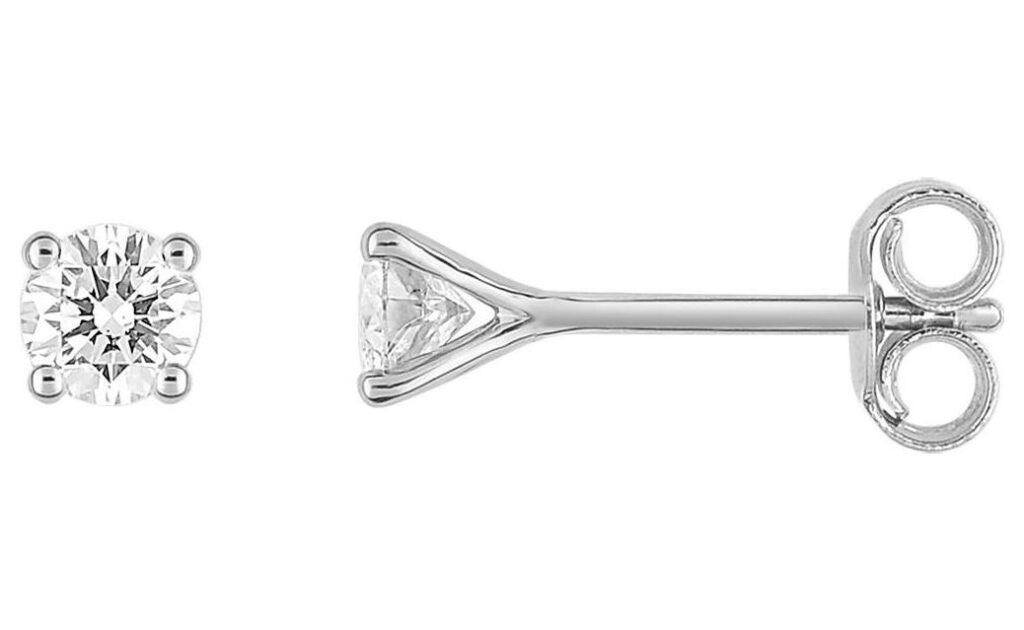 Boucles d'oreilles Clous Or Blanc 18k Diamant 0.3ct H P1