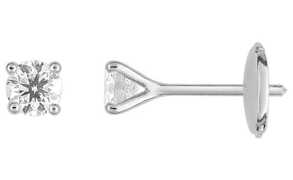 Boucles d'oreilles Clous Or Blanc 18k Diamant 0.4ct H SI