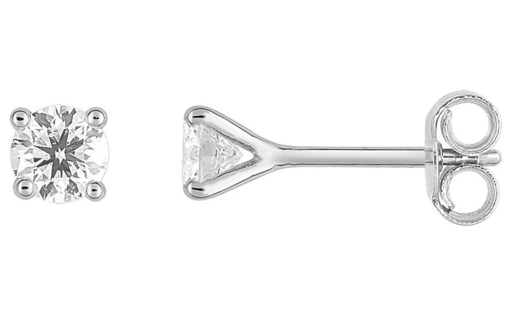 Boucles d'oreilles Clous Or Blanc 18k Diamant 0.4ct H P1