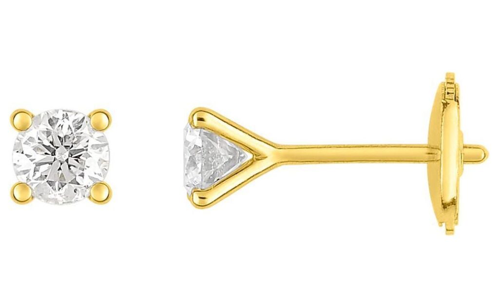 Boucles d'oreilles Clous Or 18k Diamant 0.5ct H SI