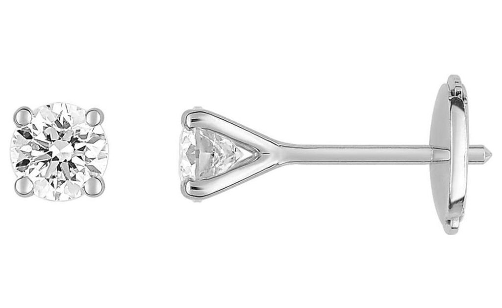 Boucles d'oreilles Clous Or Blanc 18k Diamant 0.5ct H SI