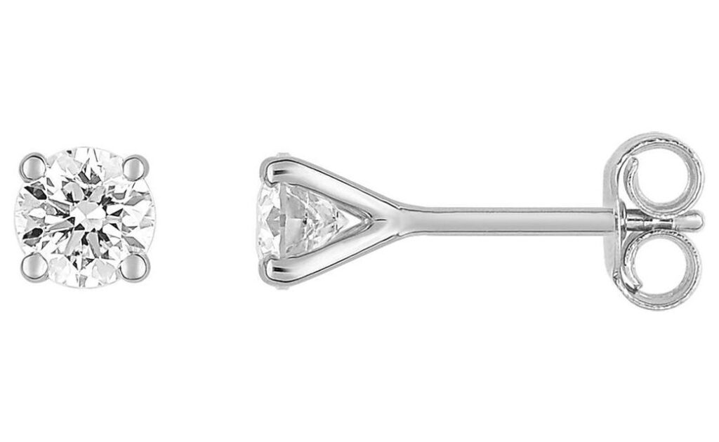 Boucles d'oreilles Clous Or Blanc 18k Diamant 0.5ct H P1