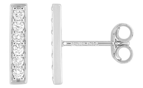 Boucles d'oreilles Clous Or Blanc 18k Diamant 0.15ct GH P1