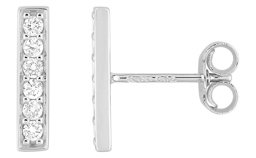 Boucles d'oreilles Clous Or Blanc 18k Diamant 0.15ct GH P1