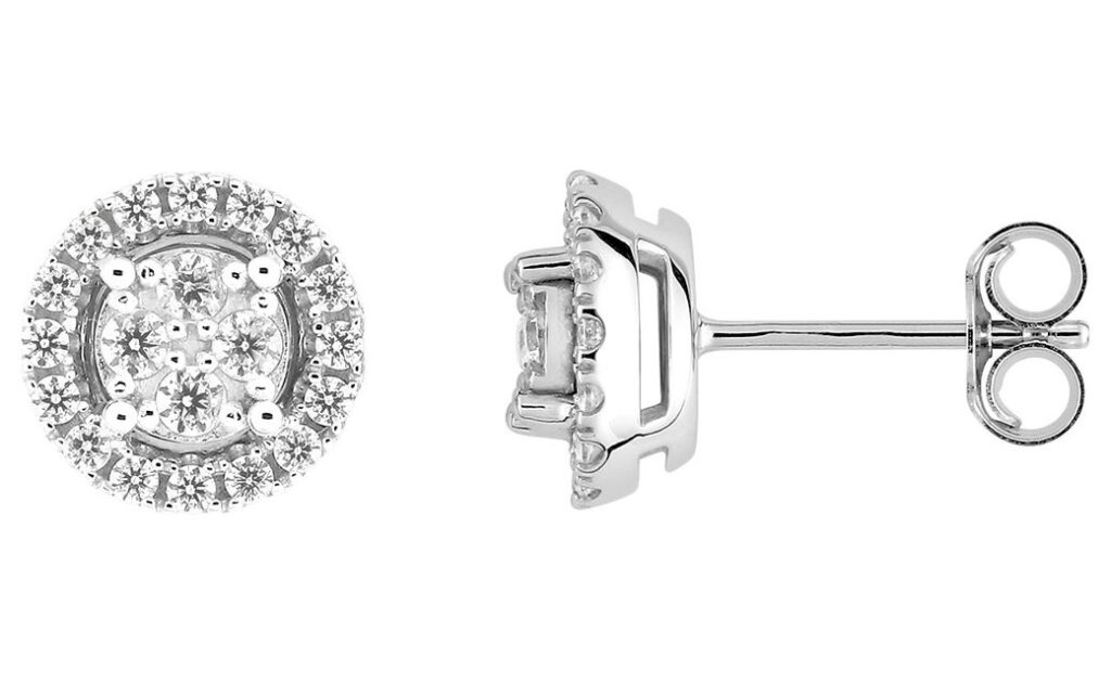 Boucles d'oreilles Clous Or Blanc 18k Diamant 0.34ct GH P1P2