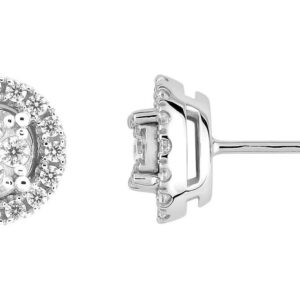 Boucles d'oreilles Clous Or Blanc 18k Diamant 0.34ct GH P1P2