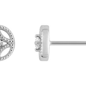 Boucles d'oreilles Clous Or Blanc 18k Diamant 0.04ct GH P1