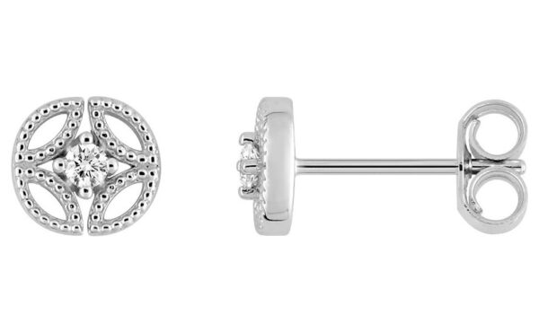 Boucles d'oreilles Clous Or Blanc 18k Diamant 0.04ct GH P1