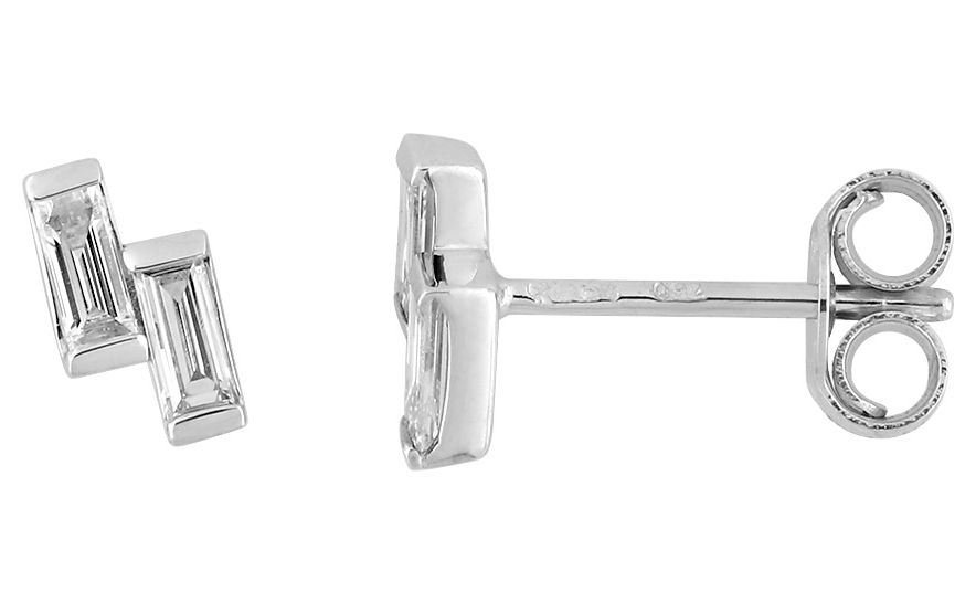 Boucles d'oreilles Clous Or Blanc 18k Diamant 0.18ct GH SI