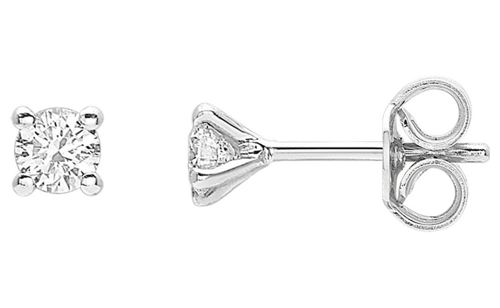 Boucles d'oreilles Clous Or Blanc 18k Diamant 0.16ct GH P1