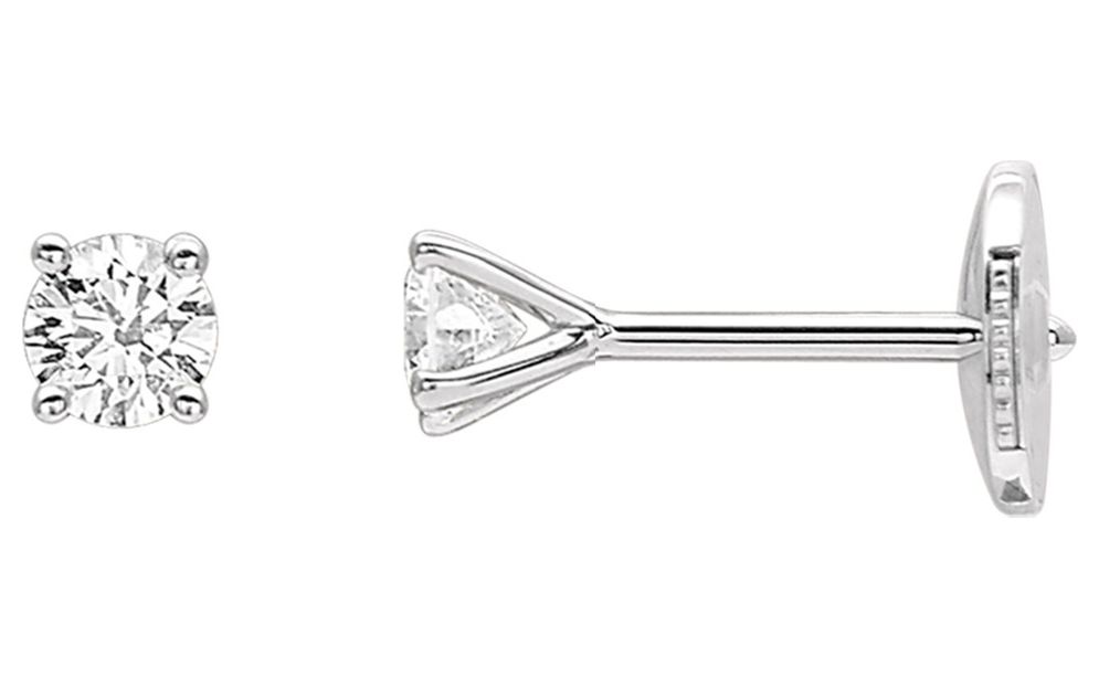 Boucles d'oreilles Clous Or Blanc 18k Diamant 0.2ct GH P1