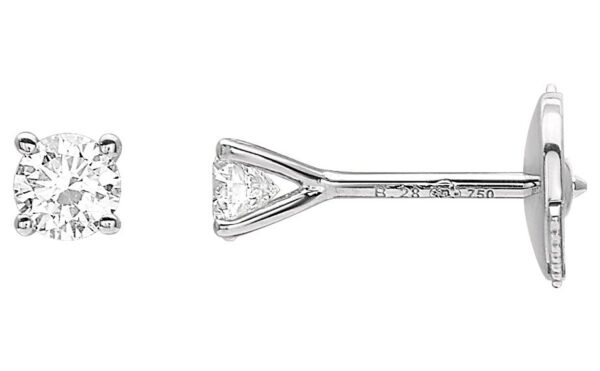 Boucles d'oreilles Clous Or Blanc 18k Diamant 0.28ct GH SI